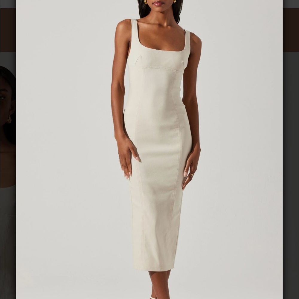 Elegant Beige Midi Dress